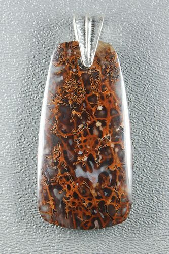 Large Brown Spiderweb Dinosaur Gembone Pendant #22535